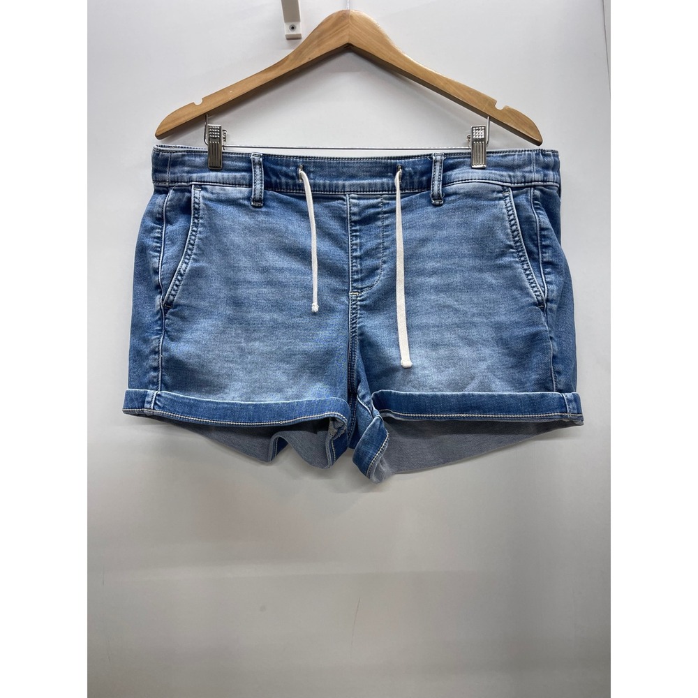 Torrid Womens Size 0X Blue Denim Drawstring Elastic Waist Cuffed Jean Shorts